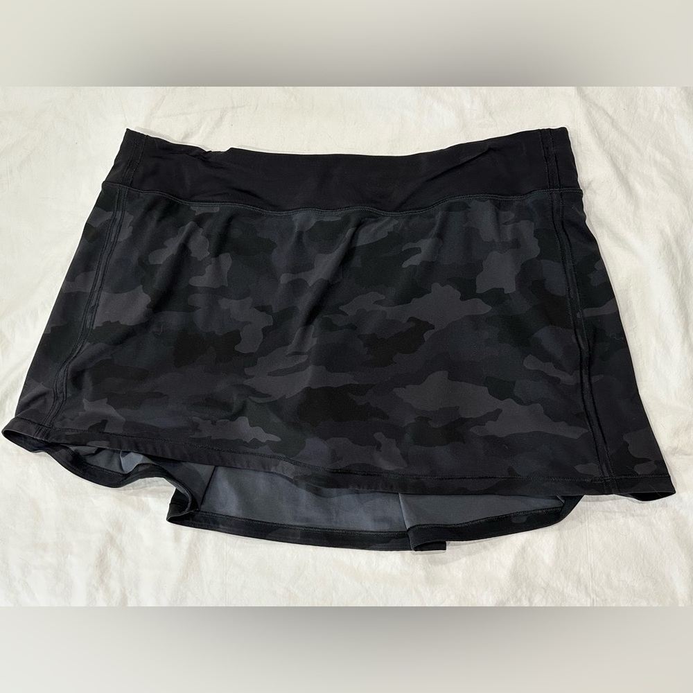 Lululemon Pace Rival Black Grey Camouflage Skort 14 Tall